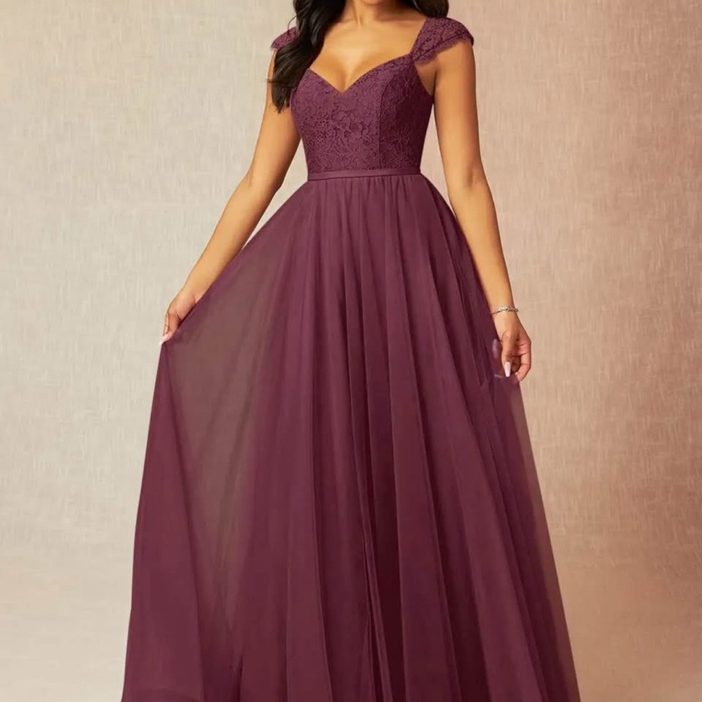 Azazie Multicolored Sweetheart Cap Sleeve Maxi Dress